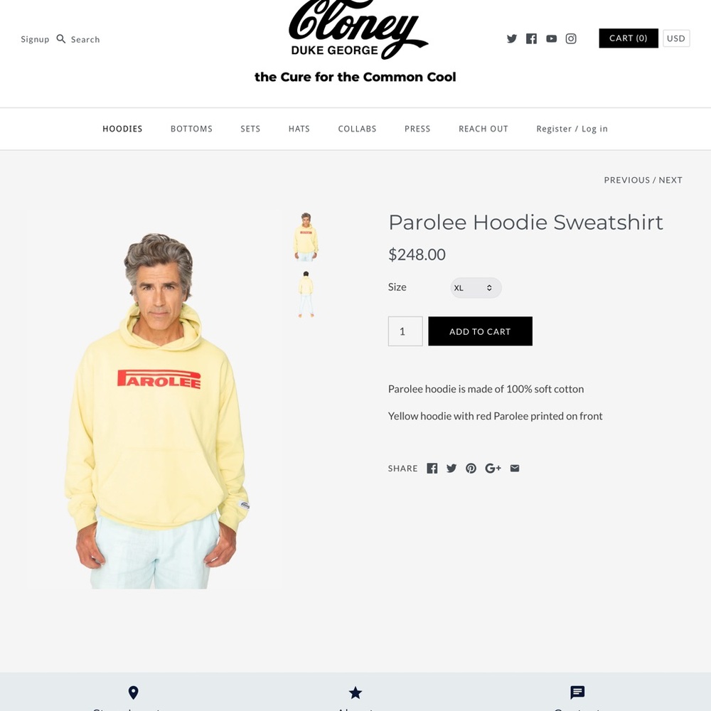 Parolee Yellow Zip-Up Hoodie